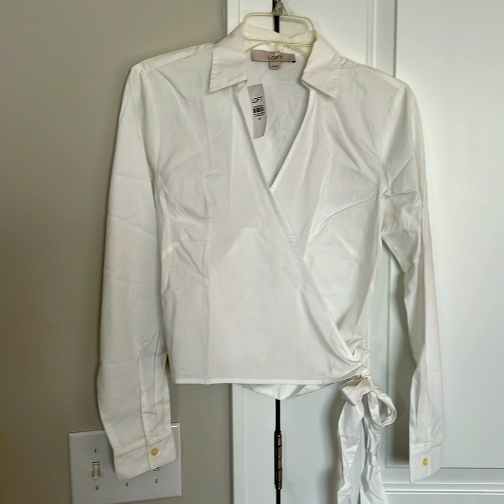 Loft cropped wrap shirt/blouse